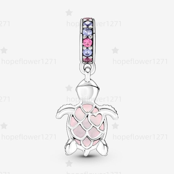 Pandora Murano Glass Pink Sea Turtle Dangle Charm - Picture 2 of 6